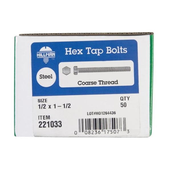 Hillman Hex Head Tap Bolt, 1-1/2 in L, 50 PK 5323357 - main